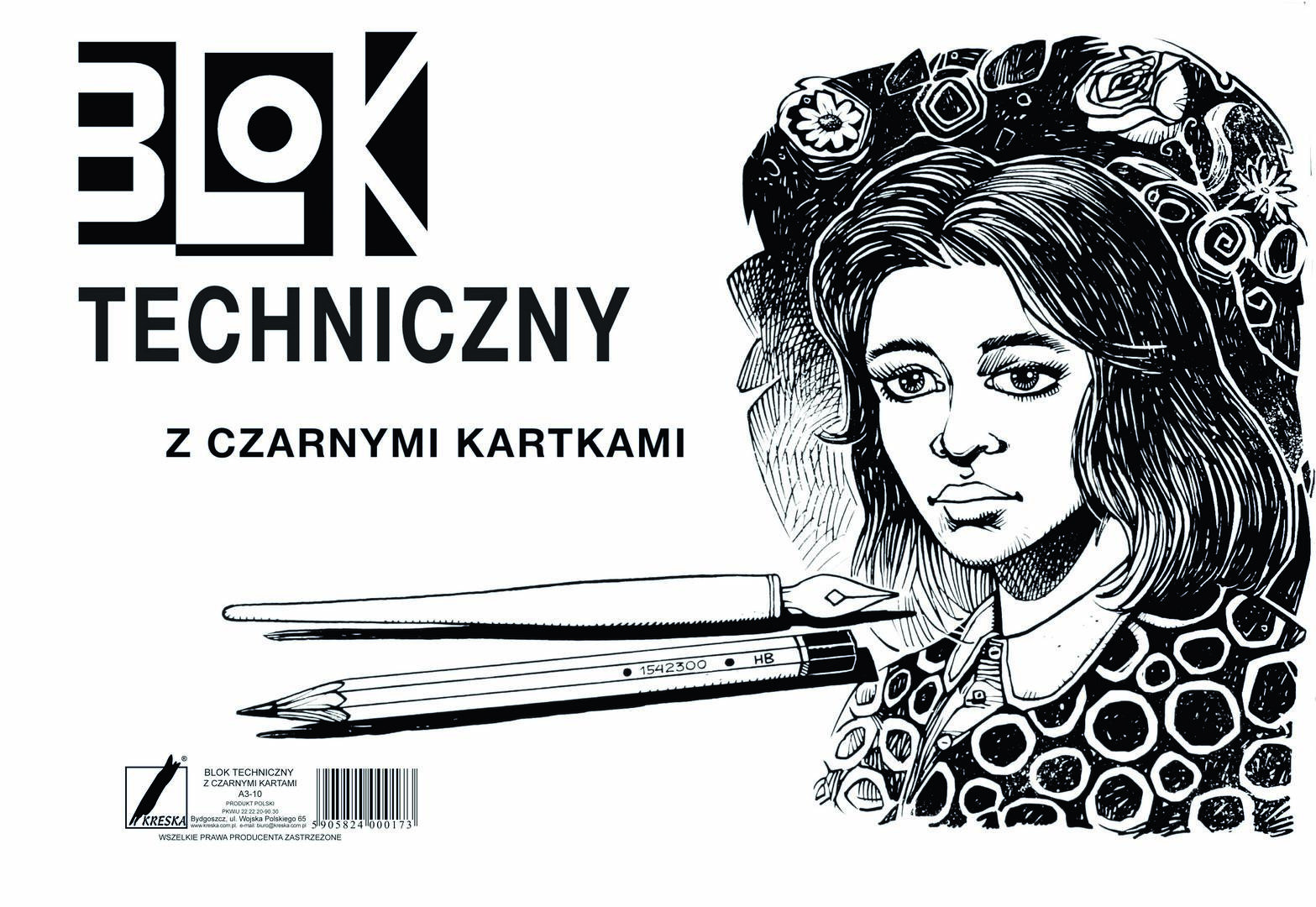 Blok techniczny A3 10k. czarny Kreska